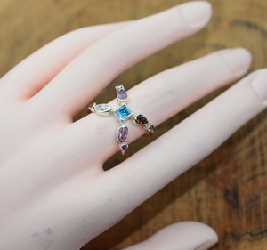 Anillo de plata estilo bohemio hecho a mano, joyería de plata de ley 925, piedra preciosa múltiple, anillo de tendencia, joyería para mujer, regalo para ella - Product Image 5
