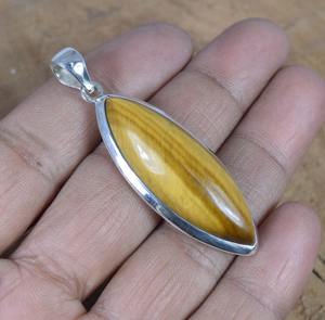 Colgante de plata estilo bohemio hecho a mano, joyería de plata de ley 925, colgante de tendencia de piedras preciosas de ojo de tigre, joyería para regalo de mujer - Product Image 5