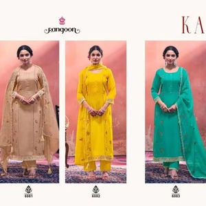 Ensemble Kurti en rayonne de style moderne exclusif en gros avec pantalon confortable à séchage rapide Dupattas fluides pour les commandes au détail en gros - Product Image 1