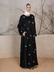 Luxe 100% Polyester Tik Tok Tissu OEM ODM Abaya Broderie Bowknot - Product Image 3