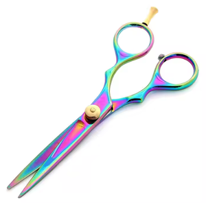 Ciseaux de coiffeur en acier inoxydable à revêtement multicolore Ciseaux de coiffeur à lame droite avec tranchant de rasoir - Product Image 2