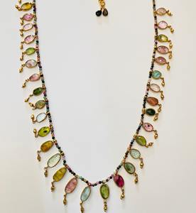 Handmade Bohemian Multi-Gemstone Silver <b>Necklace</b> Women's Gift for Party or Hindu Ceremonies for Children - Product Image 1