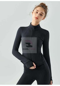 Chaquetas de fitness para correr con cremallera de manga larga para mujer Ropa de yoga transpirable - Product Image 5