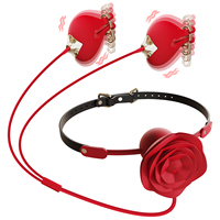 Rote Rose Herzförmiger USB-Vibrator mit Leckzunge-Funktion für Erwachsenen-BDSM-Spiele