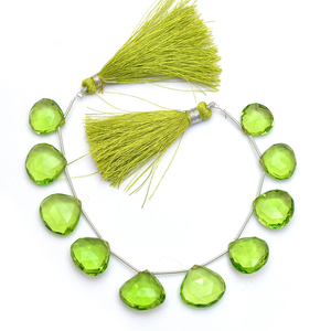 Peridoto facetado en forma de corazón de 14mm-18mm, cuentas sueltas de peridoto natural, cuarzo de color, piedra semipreciosa para la elaboración de joyería. - Product Image 2