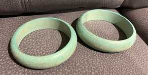 Bracelets en bois de couleur verte, bijoux unisexes tendance avec perles d'imitation de forme ronde, design chrétien - Product Image 2