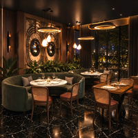 Kommerzielles Halbrund-Restaurant-Sofa-Set Luxuriöse Samt-Sitzbank Runde Metall-Esstische und -Stühle für Hotel und Café