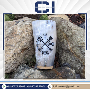 Tasse à bière compacte en corne de buffle polie de 3 pouces tasse en verre à boire Viking naturel pour fêtes-quantité en vrac exportateur - Product Image 4