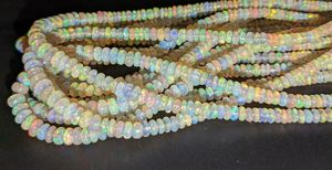 Perles d'opale de feu Welo éthiopiennes 3-5mm, perles rondelles lisses naturelles, faites à la main, pierre du Rajasthan, certifiées par un tiers, Mehrajudin - Product Image 3