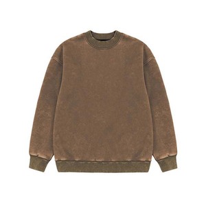 Sweat-shirt col rond épais 2024, confortable, effet délavé, coupe classique, épaules tombantes, brodé, 100% coton molletonné - Product Image 3