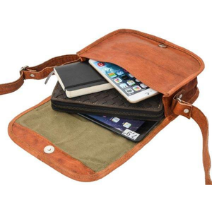 Handmade Unisex Vintage Waterproof Eco-Friendly Shoulder Sling <b>Bag</b> Genuine Leather Candy Pattern Stylish Casual Design Cotton - Product Image 4