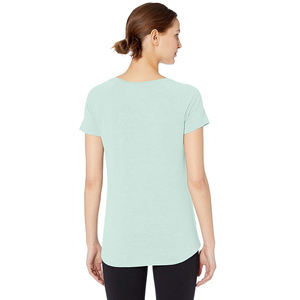 Camiseta deportiva de verano para mujer, talla XL, transpirable, ajustada, informal, de lona, ecológica, con cuello en V, gasa teñida lisa - Product Image 5