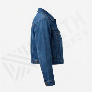 Veste en jean décontractée personnalisée pour hommes, grandes tailles, 100% coton, option logo sur le devant, respirante, veste d'hiver - Product Image 3