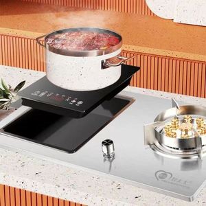 Table de cuisson à gaz pliable à 2 brûleurs en verre trempé, cuisinière à gaz encastrable disponible - Product Image 4