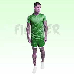 Tenue de sport courte d'été pour homme T-shirt et short de loisir à manches courtes pour homme 2 pièces Ensembles pour homme avec logo personnalisé - Product Image 5