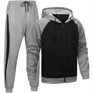 Ensemble de survêtement deux pièces pour homme en molleton respirant imprimé uni, ourlet fendu, pour le sport en extérieur et le jogging décontracté, collection automne, vente en gros personnalisée - Product Image 3