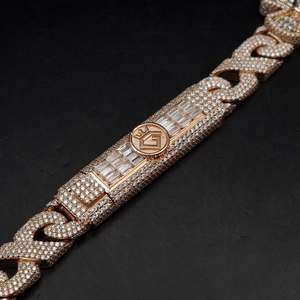 Nuevo Brazalete Cubano de Plata 925 con Moissanita VVS de 10 mm, Chapado en Rodio, Estilo Hip Hop, con Incrustaciones de Circonitas - Product Image 1