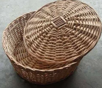 Panier en osier naturel beige et bleu en herbe de Sabai tressé à la main, écologique, pour la maison, les restaurants et les cafés - Vente en gros Ecowoodies