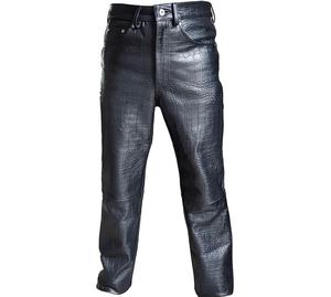 Pantalones vaqueros de cuero con estampado de cocodrilo negro con 5 bolsillos para hombre - Product Image 3