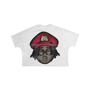 T-shirt court en coton 100% tricoté sur mesure, poids lourd, surdimensionné, épais, manches sans couture, bas effiloché, ourlet brut, coupe régulière - Product Image 4