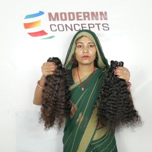 100% Indian Cheap Virgin Cuticle Aligned Natural Curly Bundles Black Color Temple <b>Human</b> <b>Hair</b> <b>Extensions</b> - Product Image 1