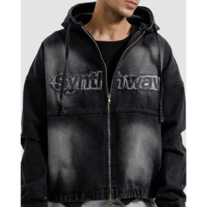 Veste en jean délavée à capuche pour femme, sweat-shirt confortable avec capuche élégante - Product Image 4