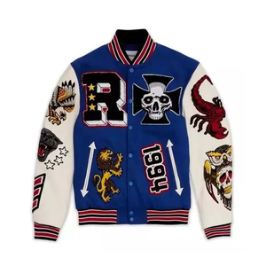 Veste universitaire de haute qualité pour hommes OEM, chaude et respirante, en laine, avec broderie chenille et manches en cuir, veste Letterman Puffer - Product Image 1