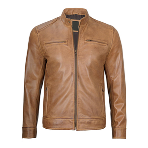 Chaquetas de cuero de lujo para hombre, venta al por mayor, lona, piel de oveja suave, manga larga, ajuste elegante, Forro cálido, logotipo de Color bordado - Product Image 3