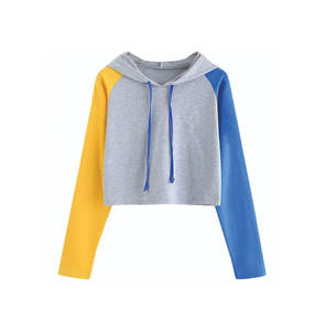 2025 Autumn Women's Long Sleeve Pullover Hoodie & Sweatshirt Solid Color <b>Crop</b> <b>Top</b> Hoodie for Winter - Product Image 3