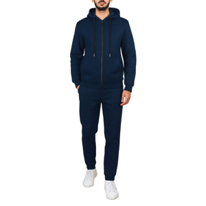 ชุดเซ็ตเสื้อฮู้ดซิปเต็มตัวและกางเกงจ็อกเกอร์บุขนแกะกันลมสำหรับผู้ชาย สไตล์ลำลอง ฤดูหนาว สีพื้น (ไซส์ S-3XL) - Product Image 5