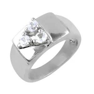 Silver <b>Men's</b> Fashion <b>Ring</b> with White <b>Gemstones</b>-IGI Certified - Product Image 3