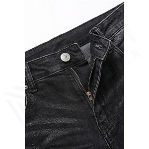 Jeans streetwear pour homme, coupe large, taille haute, design original, denim vieilli, pantalon droit, motif imprimé, couleur personnalisée - Product Image 4