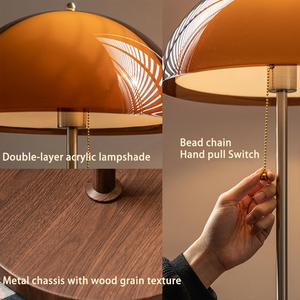 SIMIGモダンLEDマッシュルーム木製金属フロアランプアンティークフレンチデザインリビングルーム用ベッドルームソファサイドサンセット雰囲気 - Product Image 4