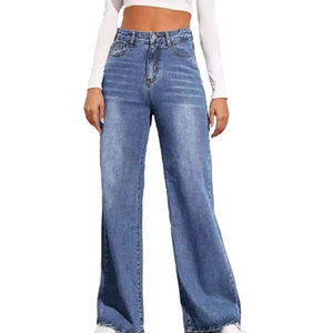 Top qualité coton Denim pantalon nouveau respirant femmes Jean personnalisé élégant pantalon droit perle Design Jean femmes pantalons Jeans - Product Image 1
