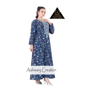 AISHWARY CREATION Stylish Printed Cotton <b>Kaftan</b> <b>Plus</b> <b>Size</b> Muslim Women Middle East All-Day Modest Loose Fit Long Sleeve - Product Image 2
