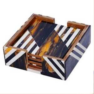 Juego de posavasos personalizado de resina de mármol de madera de gran venta 561 con color natural y personalizado hecho en La India - Product Image 4