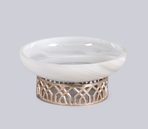 Bol moderne en métal nickel vert menthe élégant avec base en métal, pièce maîtresse décorative, décoration de salle de bain écologique pour la maison - Product Image 4