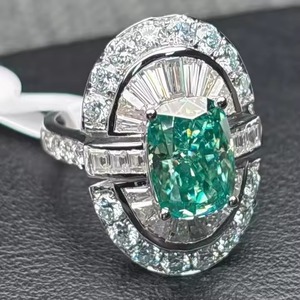 Anillo de bodas de plata de ley 925 para mujer con moissanita original de 4 quilates, cojín alargado azul océano, forma de diamante cortado - Product Image 1