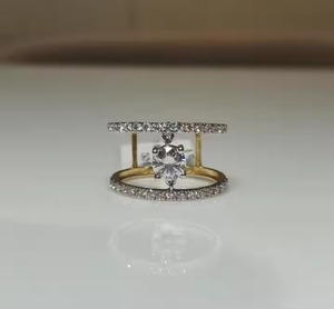 แหวนแต่งงานประดับเพชรทรงกลมตัดเป็นวงแหวนทองขนาดเล็ก14K สีเหลืองทองสำหรับคู่แต่งงานของขวัญวันครบรอบแต่งงานสำหรับคู่ค้า - Product Image 5