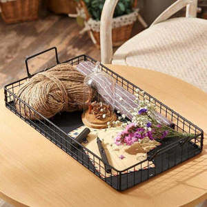 Modern <b>Black</b> Metal <b>Serving</b> <b>Tray</b> Sleek Design Ideal for <b>Serving</b> Food and Drinks at Gatherings and Parties - Product Image 2