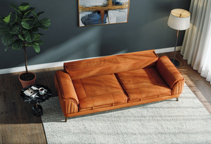 Midcentury Modern Velvet <b>Sofa</b> Set 3+2+1 Living Room Furniture Upholstered Chesterfield Style With Wood <b>Legs</b> - Product Image 2