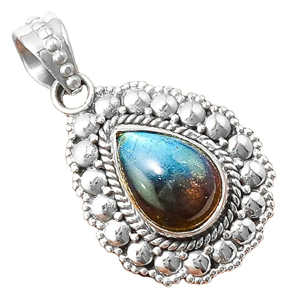 Vente en gros de pendentif en argent sterling 925 avec Labradorite bleue de conception naturelle de Bali de Madagascar SDP28848 P-1327 de bijoux de créateurs faits à la main