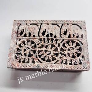 Elegant Modern Rectangle Shape Pure Marble Soapstone Carving <b>Box</b> with Engraved Design Decorative <b>Gifting</b> Jewelry <b>Box</b> - Product Image 4