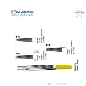 BONNEYS-Pinzas dentadas rectas de 18 cm, 1x2 dientes - Product Image 1