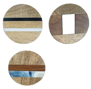 Posavasos de madera, alfombrilla redonda y cuadrada para taza de té, almohadilla de aislamiento térmico para bebida, café, té, posavasos - Product Image 1