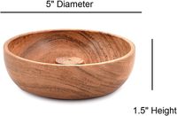 Soporte redondo de madera de acacia para palo de incienso, quemador de incienso, Cather de ceniza y adorno de aromaterapia decoración del hogar (5 "X 5" X 1,5 ")