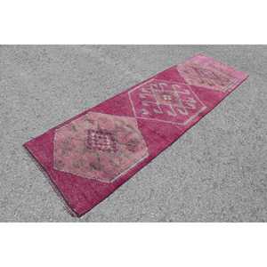 Alfombra Turca Herki de 2.8x9.4 pies (84x286 cm), Alfombra Vintage con Puntos Rosas - Product Image 2