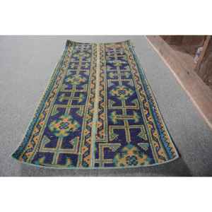 Tapis en laine turque vintage vert et noir ethnique Patchwork Design 16 'X 33' tapis de salon support en Latex pour adolescents - Product Image 2