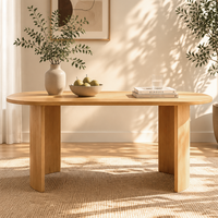 Table à manger ovale convertible moderne et écologique avec pieds interchangeables en panneaux courbes, placage bois grainé MDF
