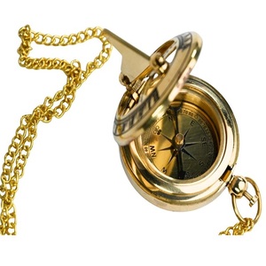 สร้อยคอจี้เข็มทิศนาฬิกาแดดทองเหลืองเครื่องประดับนำทางแนวสตรีมพังค์ - Product Image 1